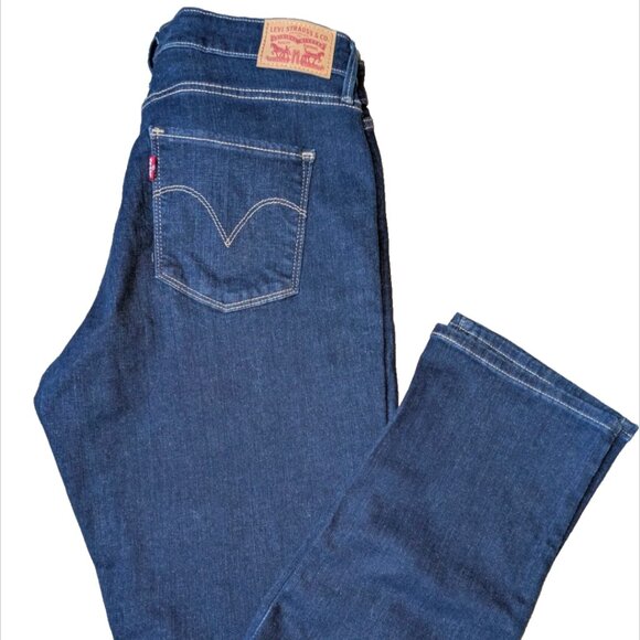 Levis Jeans Denim Classic Mid Rise Skinny - Dark Wash, Distressed - Size 14 31 W - Picture 1 of 5